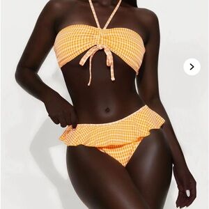 Fashion Nova Orange Gingham Bikini Set
